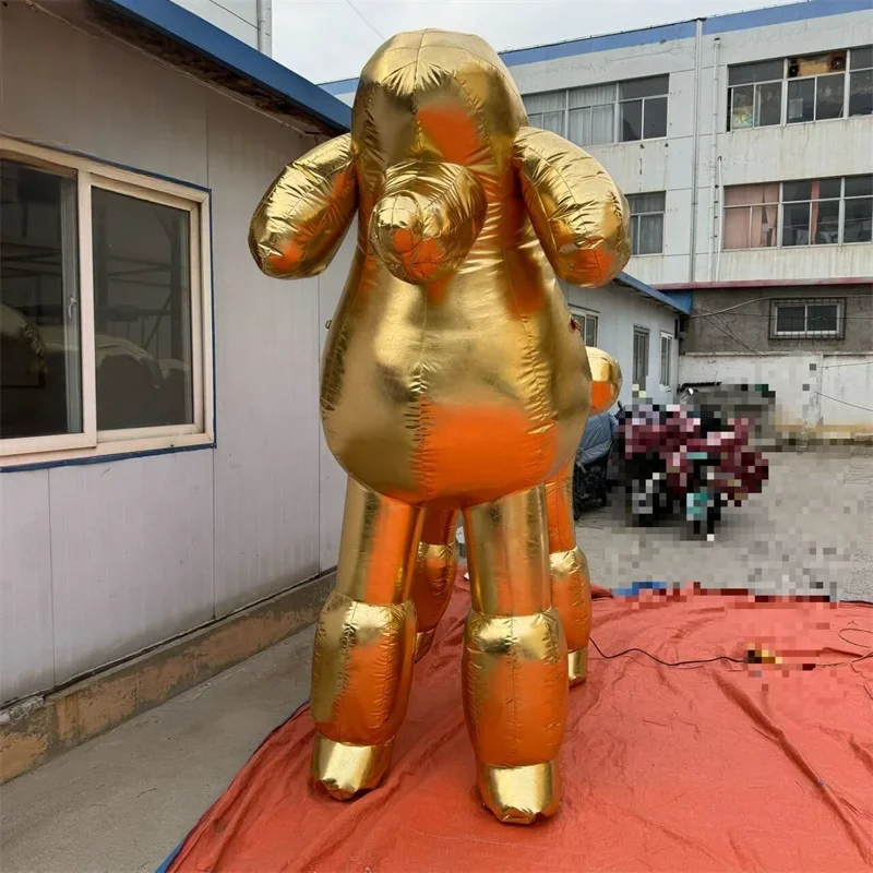 Vertical inflatable golden dog and poodle animal mascots