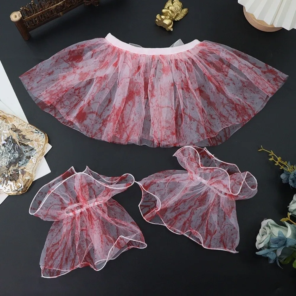 Elastic Lace Blood Colored Dress Up Set Pleated Ruffles Detachable Fake Blood Costume Kit Sensory Stimulation