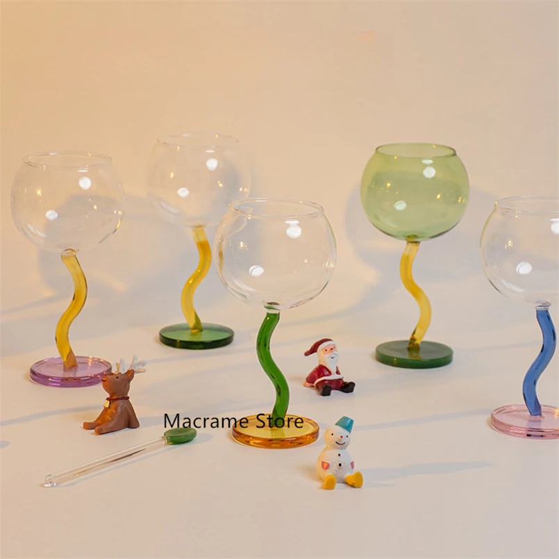 Creative Niche Design Bubble Big Belly Cup Korean Ins Colorful Tall Glass Round Household Wine Cocktail Cup