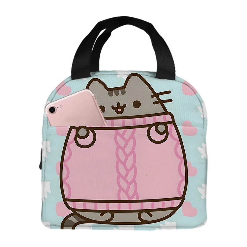 Kawaii Pusheen Kids Anime 3D Printed Lunch Bag Children Creative Cute Food Insulation Bags Cartoon Handbag Storage Tote Gifts