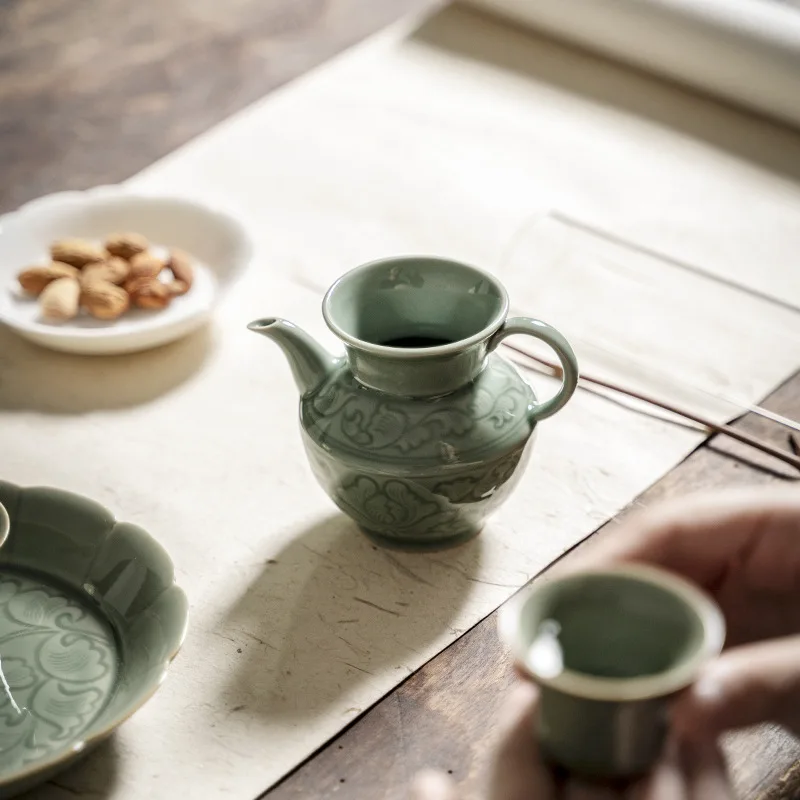 Longquan Celadon Tea Set, Hand-held Pot, Plum Celadon, Kung Fu Tea Set, Tea Ware, Tea Accessories, Yue Kiln