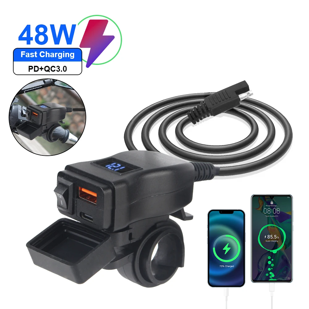 PD Ports Quick Charge 3.0 With Cell Mobile Socket Connector Motorcycle Usb Fast Cellular Charger Waterproof