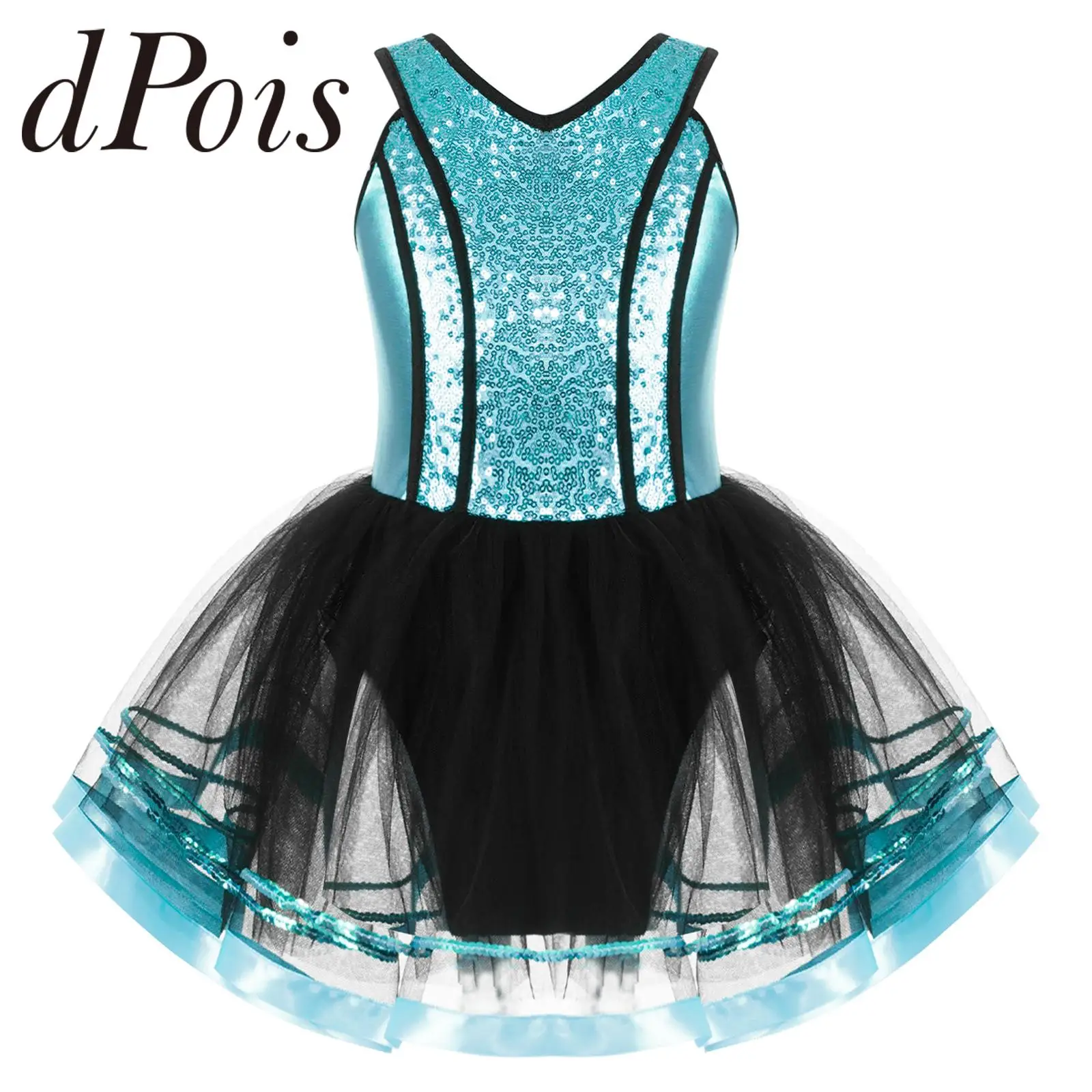 

Kids Girls Ballet Tutu Rhinestone Sleeveless Gymnastics Leotard Dress Children's Lyrical Dance Dress Stage Costume Dancewear