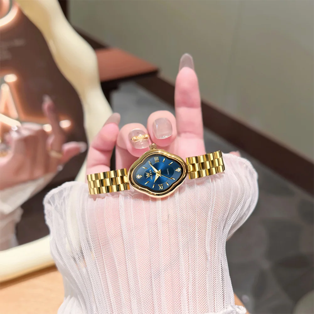 OLEVS العلامة التجارية الشهيرة ساعة نسائية ساعة ذهبية زرقاء كوارتز ساعات المعصم الفاخرة السيدات هدية ساعة الإناث مقاوم للماء #3