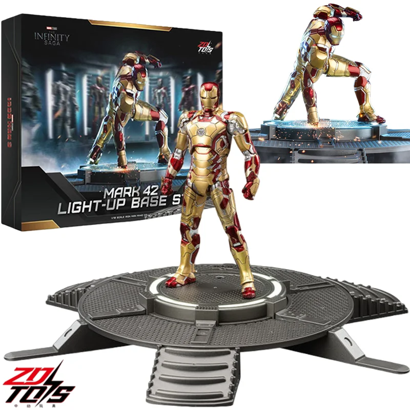 

ZDTDS Toy Iron Man MK42 MK6 MK4 Action Figure WITH SUIT-UP GANTRY Circular Armor Dismantling Platform Doll Tony Stark Model Gift