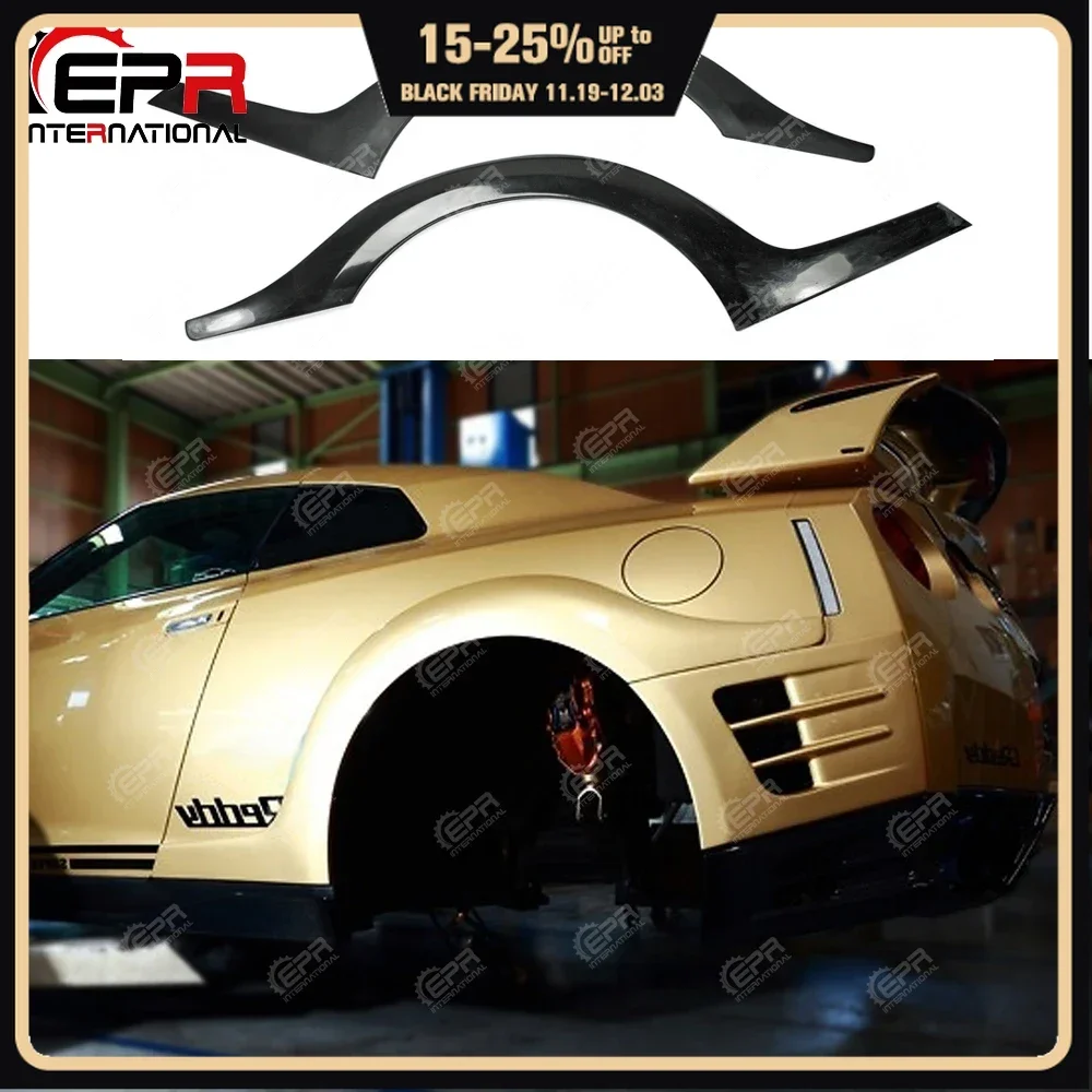 تصفيف السيارة لنيسان R35 GTR 12 'Ver TS Style FRP الألياف الزجاجية الخلفية الحاجز مضيئة الألياف الزجاجية عجلة قوس مجموعة غطاء جزء ضبط عدة