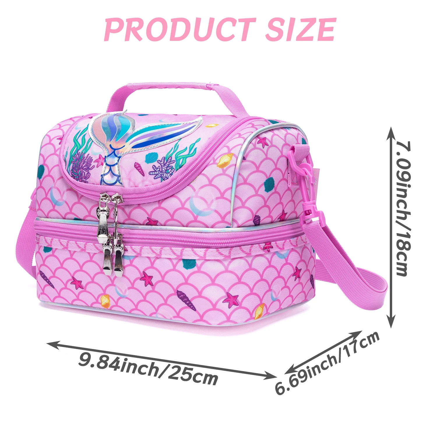 حقيبة غداء حافظة بطبقتين ، مناسبة للمدرسة الابتدائية ، النزهات ، السياحة ، التخييم ، كتف قابل للتعديل