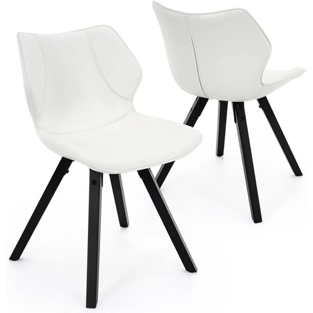 

Dining Chairs Set of 2, Modern PU Leather Kitchen Dining Room Chairs, Upholstered Armless Side Chairs with Solid Wood Legs