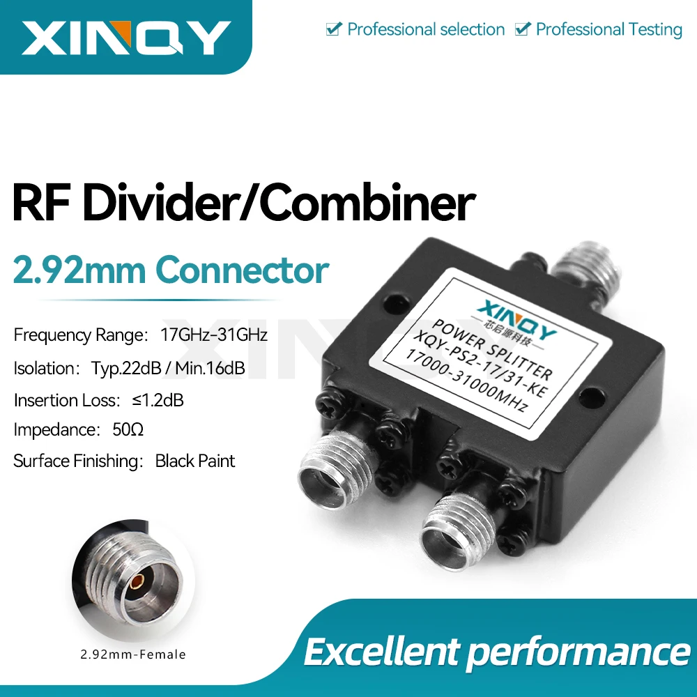 XINQY 17000-31000MHz 2.92mm Millimeter Wave Microstrip Power Splitter, 1:2 Power Splitter/Combiner