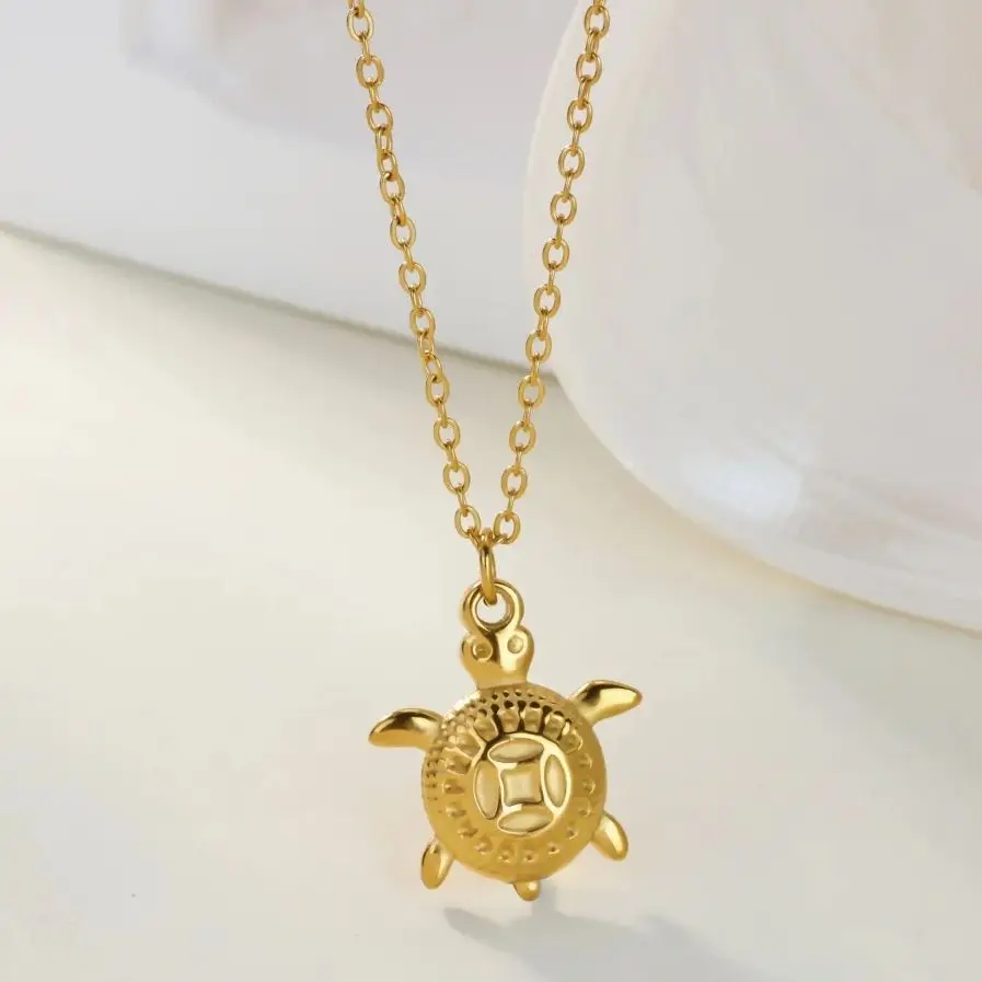 

Minimalist Turtle Pendant Necklaces for Women Gold Color Stainless Steel Turtle Necklace Durable Hypoallergenic Jewelry