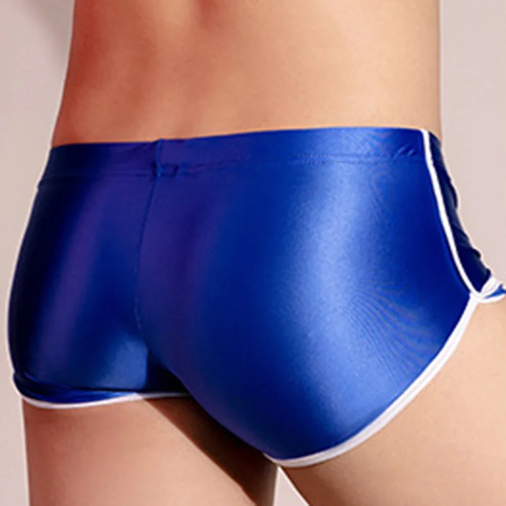 Sexy Flat Boxers Oil Shiny Tight Underwear Men Lingerie  Safety Shorts Stretchy Underwear Smooth Sleep Bottoms Mens Boxers