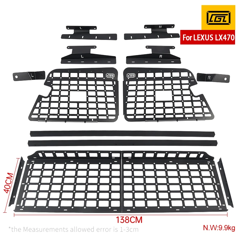 Per Toyota Land Cruiser J100 LC100 1999-2007 finestra MOLLE pannelli auto posteriore tronco detriti rack car-Styling per Lexus LX 470 LC100