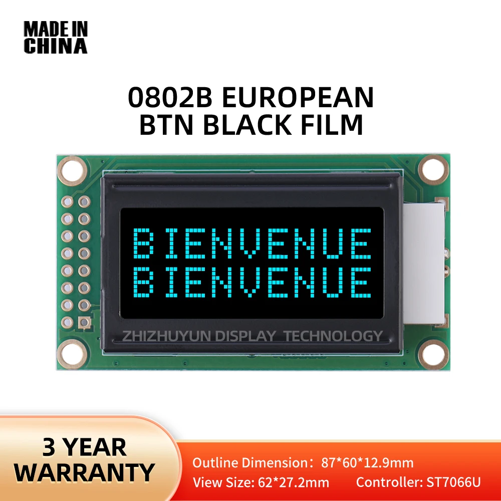 0802b Europese Karakter Lcd-Scherm Btn Zwarte Film Ijs Blauw Lcd-Scherm Lcm Display Meertalige Module Controller St7066u