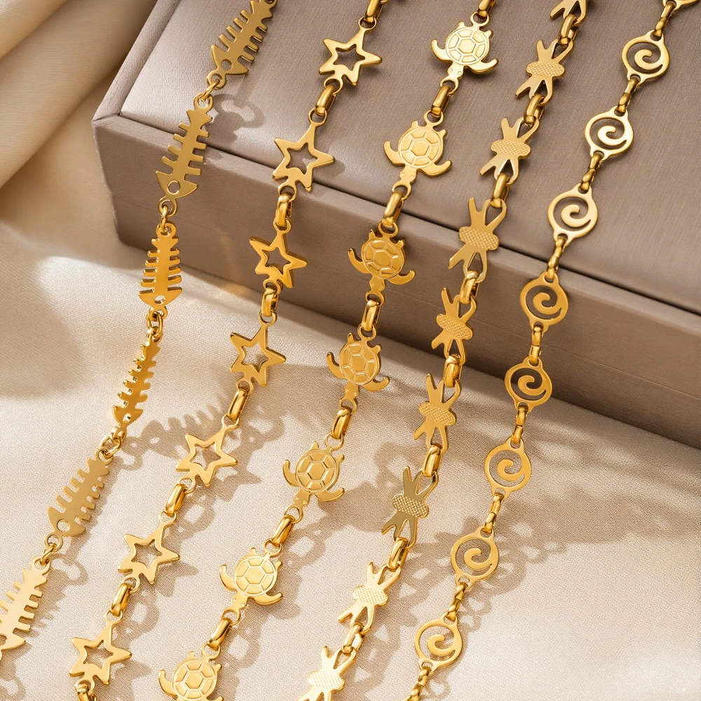1Meter Stainless Steel Gold Turtle Link Chain for DIY Women Necklace Bracelet Making Accessories Wholesale DIY Craft Chain view 6