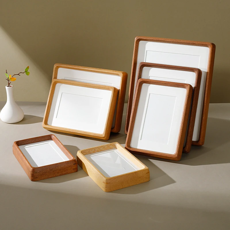 Solid Wood Photo Frame, Multi Sizes 6/7/8 inch Desktop Picture Frame, Tabletop Display Frame for Calligraphy Artwork