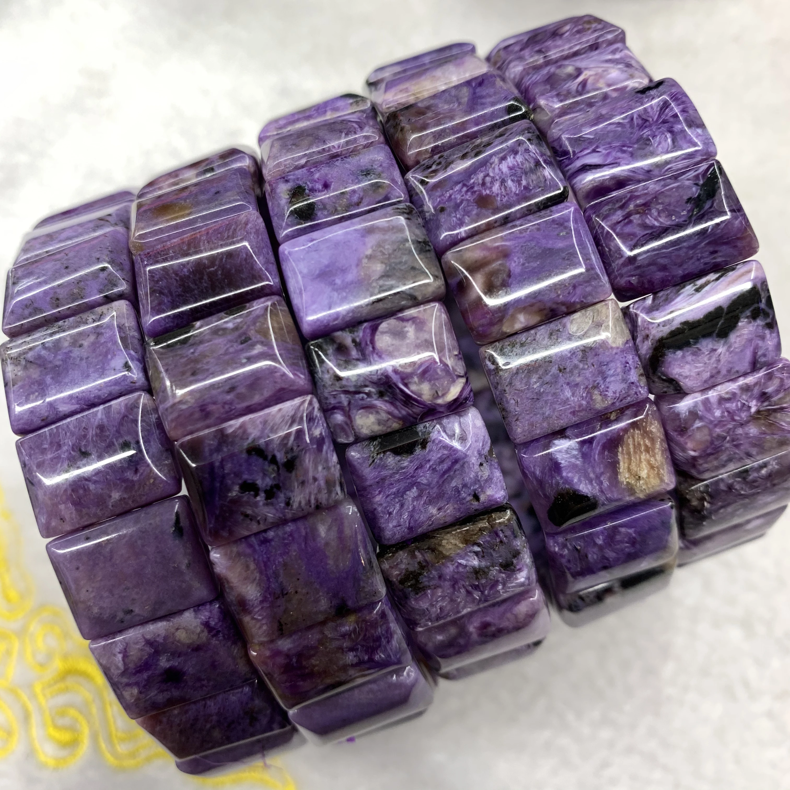 

2025 Natural Charoite Stone Fashion Magnetic Beads Bracelet for Women Gemstone Jewelry Bangle for Party Gift Wholesale