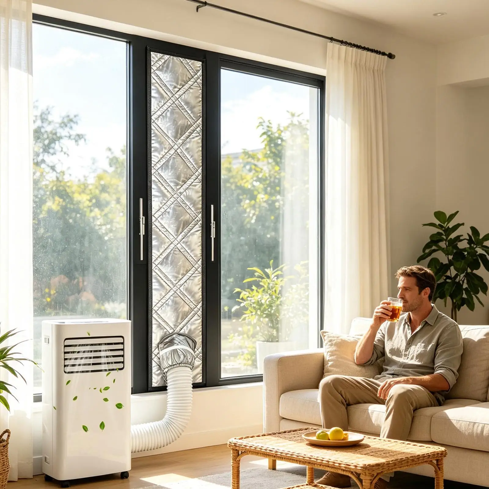 Portable Ac Window Kit 3-Layer Thickened Universal Cloth Portable Ac Casement Window Kit For Home Bedroom Living-Room Kitchen