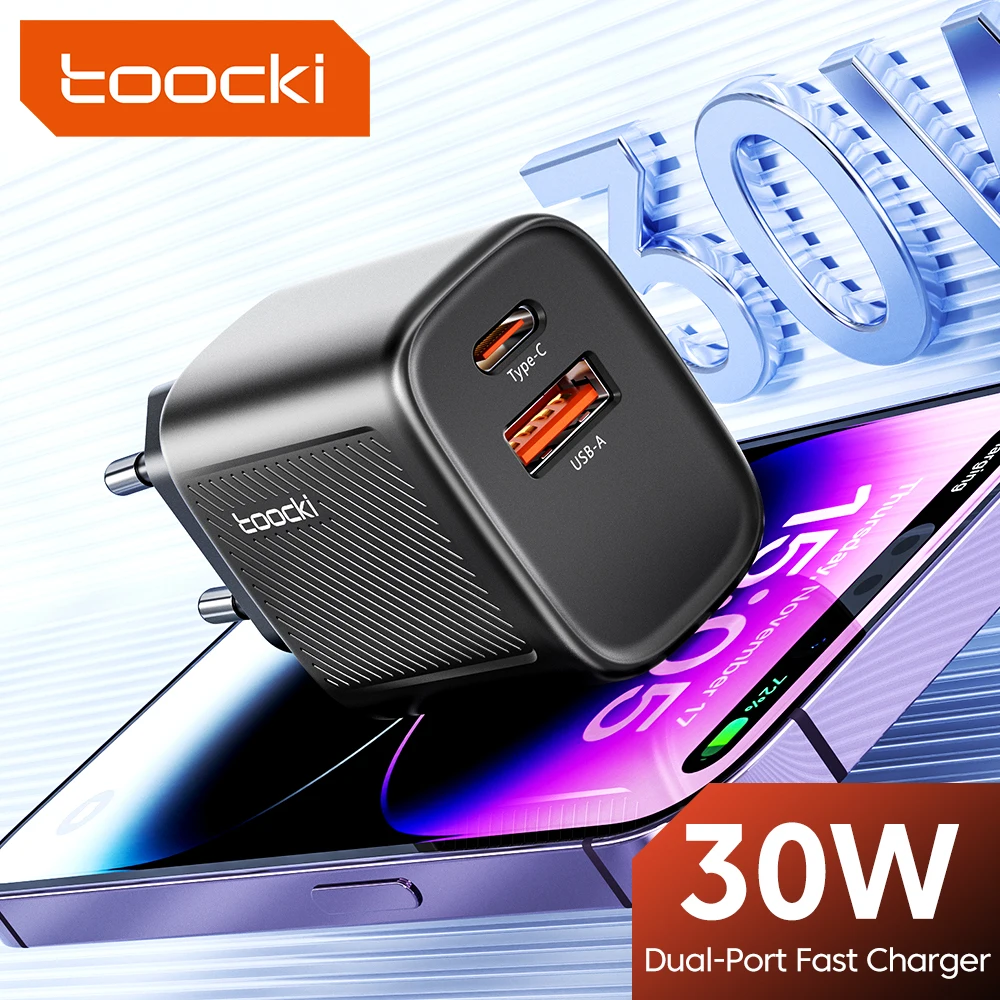 Toocki 30W GaN Charger Type C PD Fast Charging Charger For iPhone 16 15 Xiaomi 12 13 Samsung S23 S24 Portable USB Phone Charger