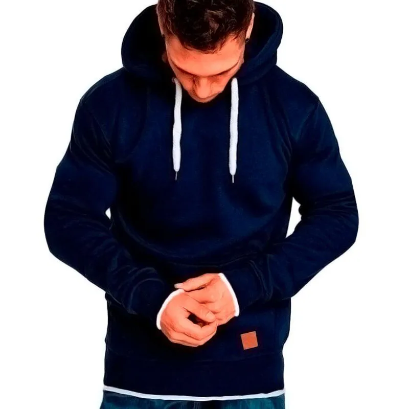 Men's Sweatshirts Training Fitness Solid Color Hooded Coats Stitching Hem Sports Pullover Jackets Men's Fashion Tops MY111