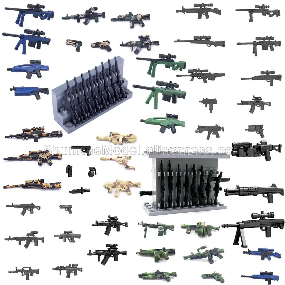 

Military WW2 Weapon Guns Building Bricks MOC SWAT City Playmobil Mini Action Figures Army Police Team German 98K Parts Kids Toys