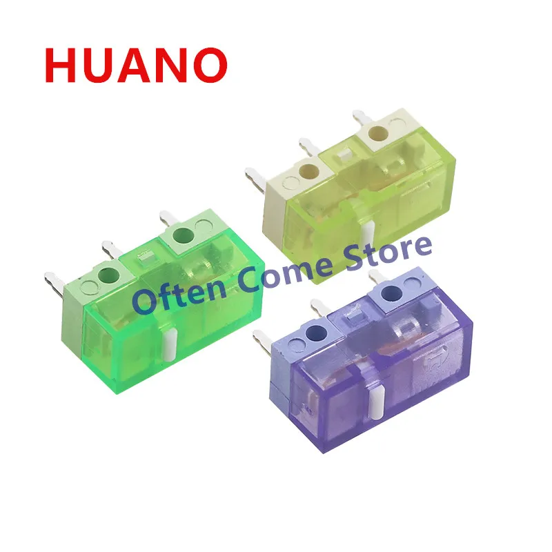 

10Pcs New HUANO Mouse Switch Button Yellow Green Purple Transparent White Dot- 90M 100M 120 Million Click Lifespan