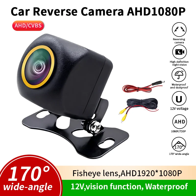 170 °   Fisheye-Rückfahrkamera, AHD 1080P, Nachtsicht & Wasserdicht & Universelle Auto-Rückfahrkamera