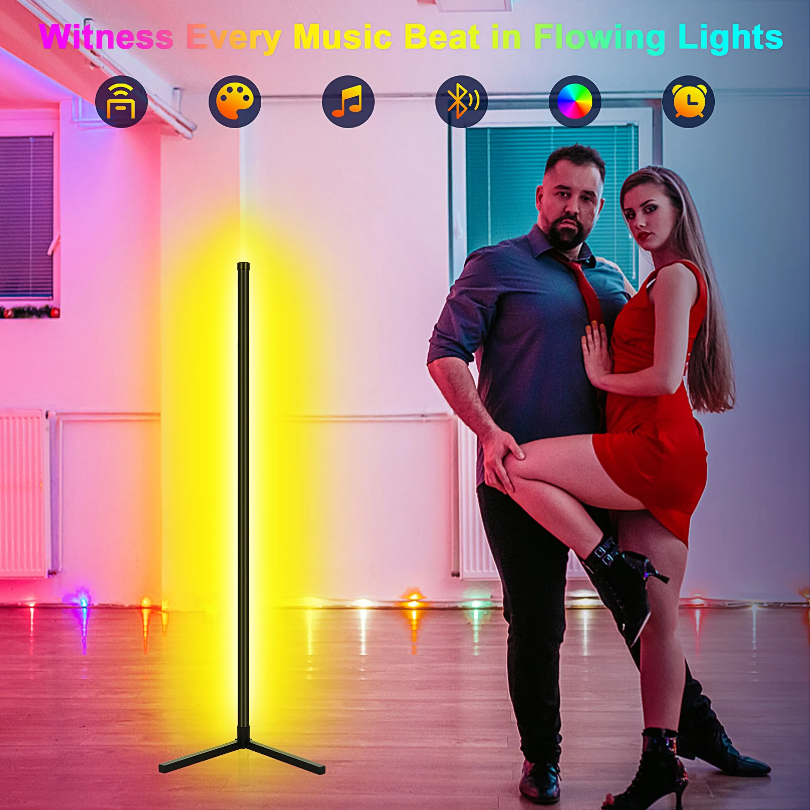 Smart LED Corner Lamp RGB Floor Lamp Detachable Corner Light APP Control Remote Control with Music Sync USB Plug and Play