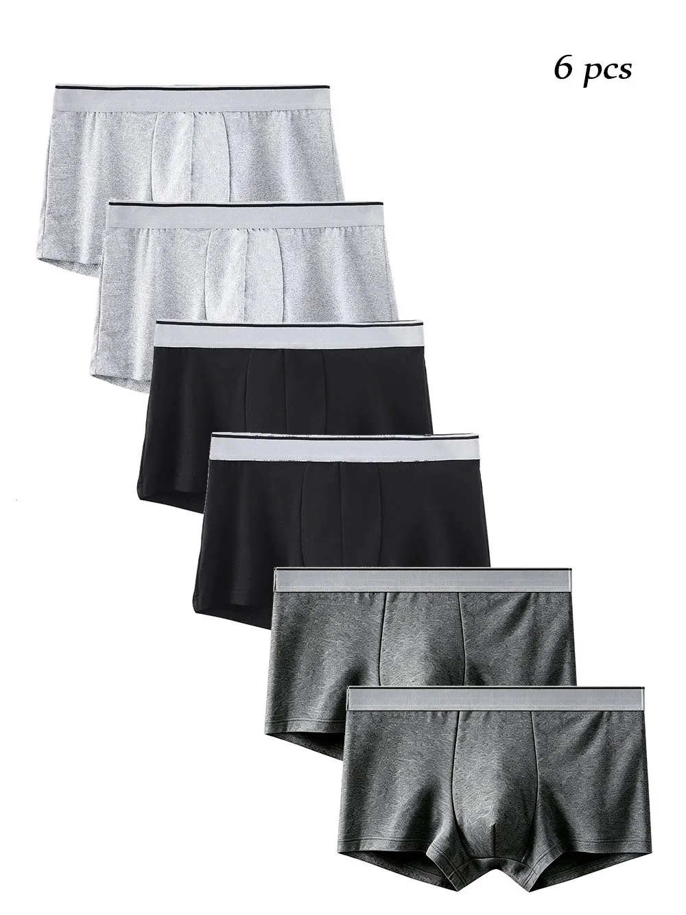 6 Pack Men's Smooth Feel Boxer Briefs Flex Stretch Classic Band Three-Tone Set Comfortable Everyday Underwear