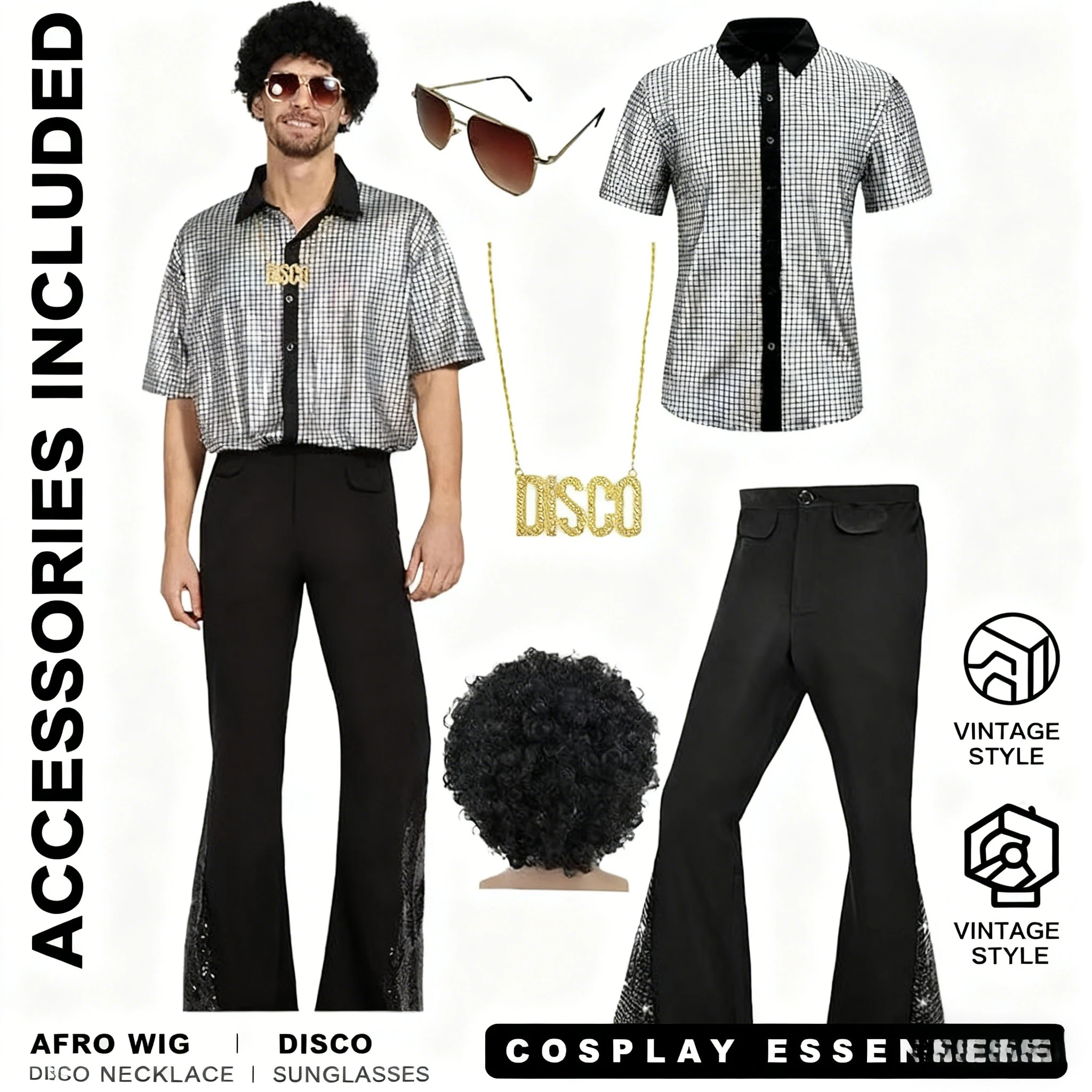 

Новое поступление 2025 года: классический мужской повседневный костюм в стиле ретро 70-х годов с глянцевой отделкой