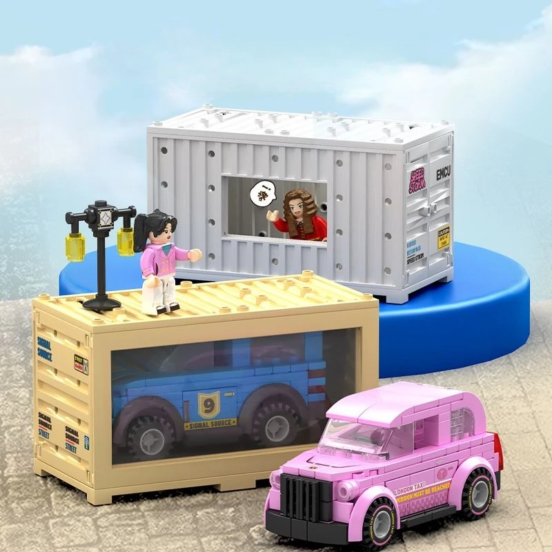 SEMBO Container Sportwagen Party Bouwstenen DIY Creatieve Outdoor Muziek Festival Technische Voertuigen Scènes Bakstenen Kinderspeelgoed