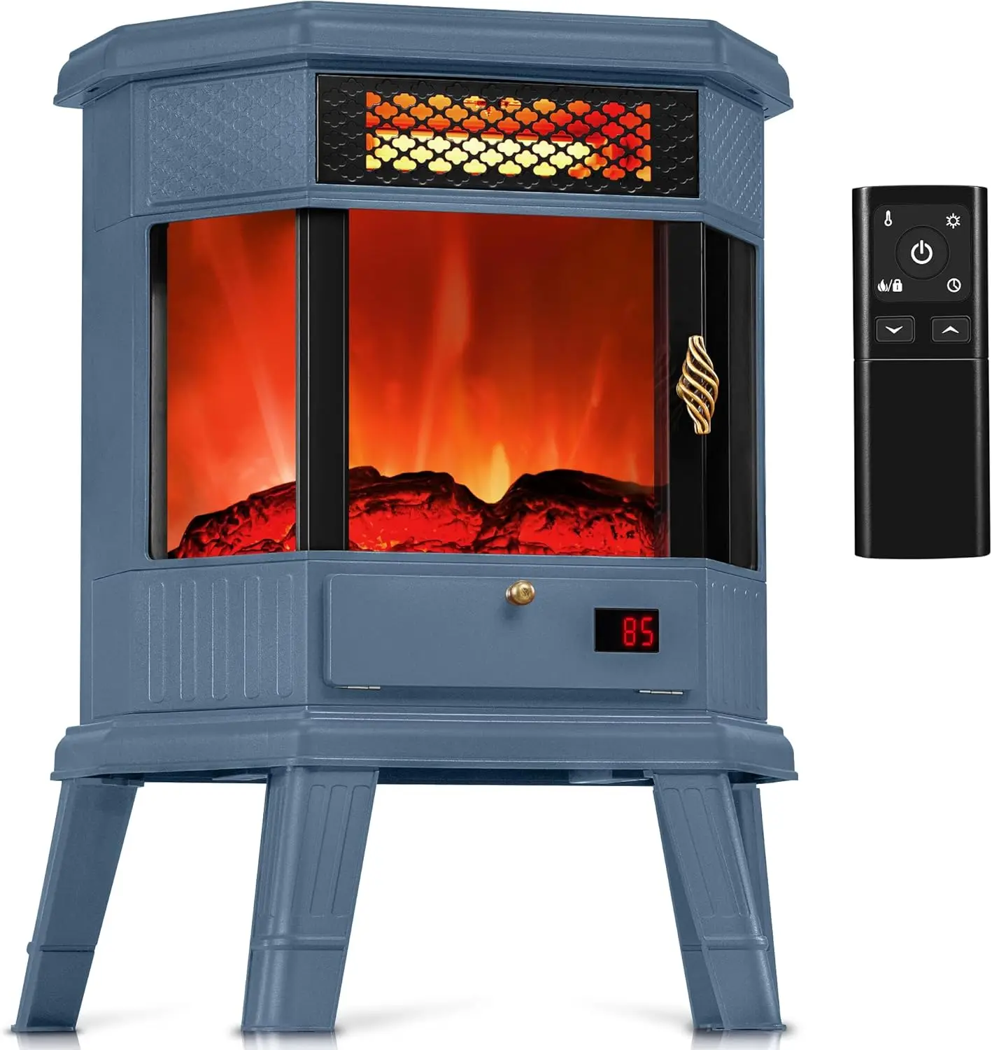 Electric Fireplace Heater 22 in Freestanding Fireplace Stove Infrared Fireplace with 3D Flame Effect Remoted Control,