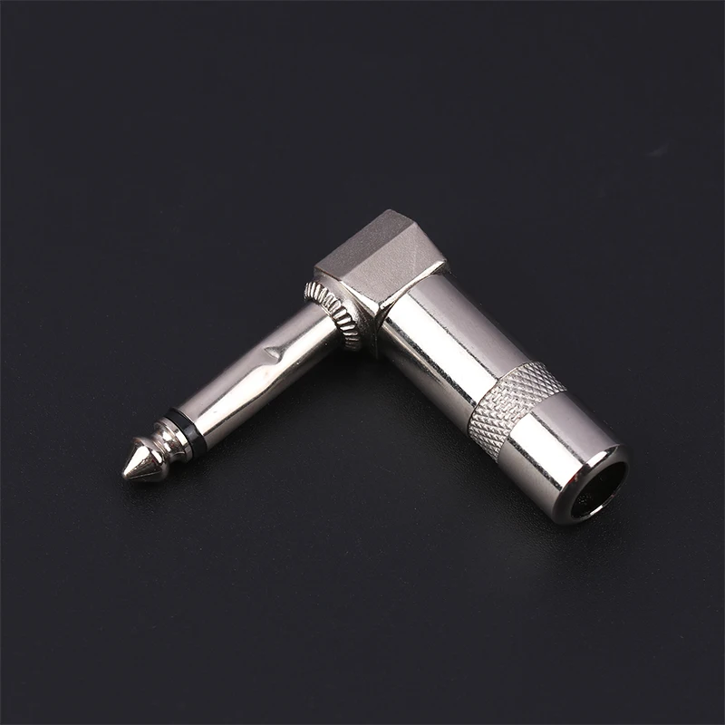 Metal 6.35mm Plug Right Angle Male Mono Plug L-Shape Audio Connector For Guitar Audio 1/4