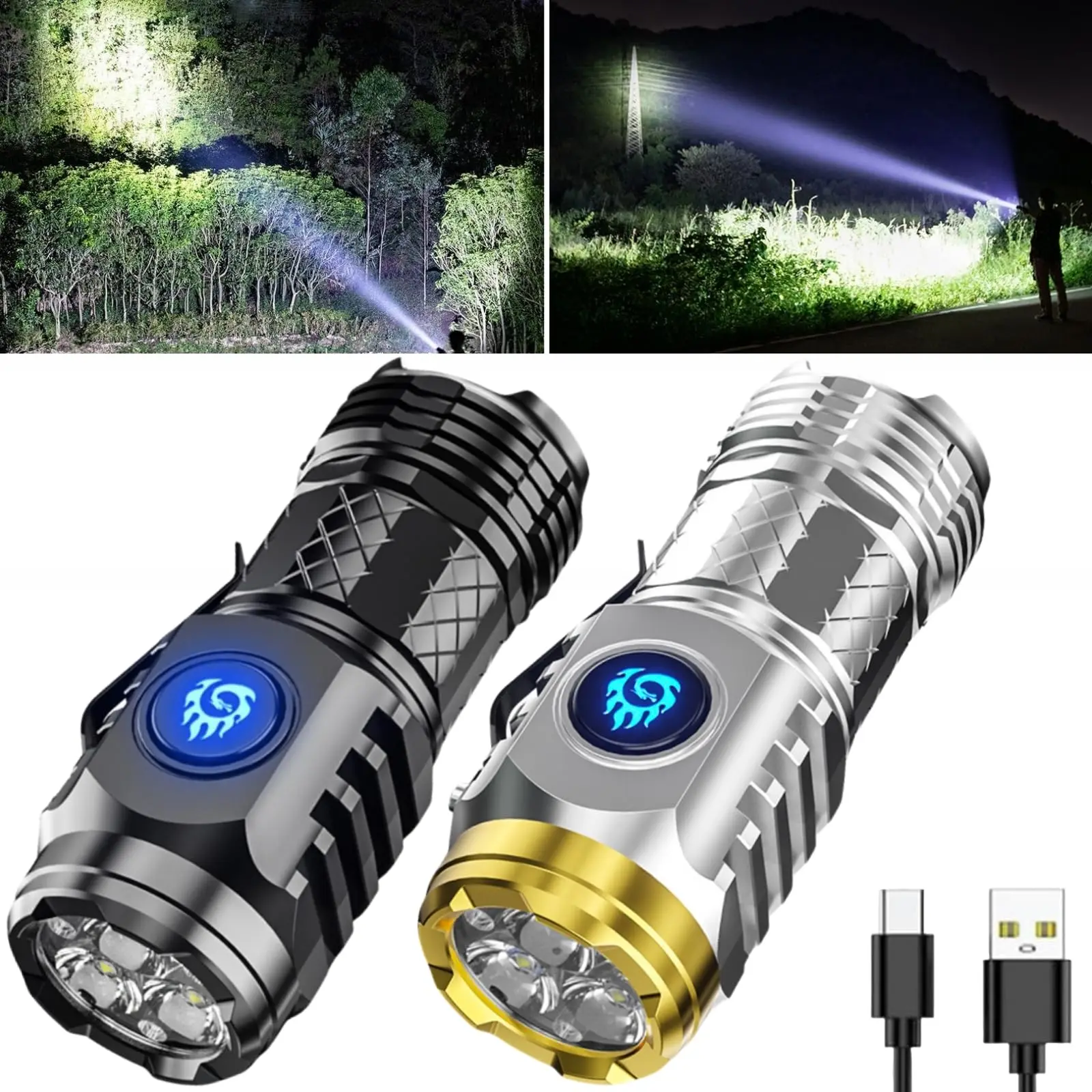 

Mini Flash Super Power Flashlight Multi-Functional USB Rechargeable Waterproof Pocket Flashlight for Outdoor Camping Emergency