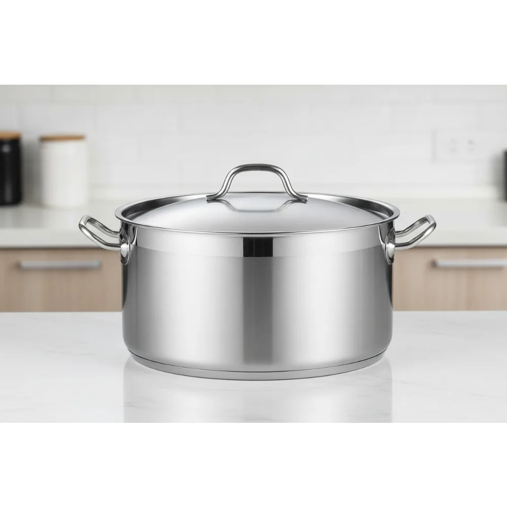 

9 Quart Stainless Steel Dutch Oven with Lid - Professional Multi-Purpose Casserole Pot for Home Chefs