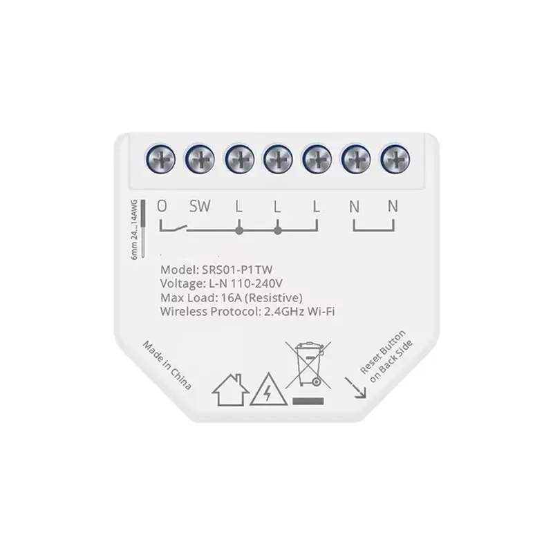 wifi-スマートリレー-2-ウェイ-16a-ミニサイズスイッチモジュール電力監視機能付き-tuya-用-tuya-スマートライフアプリ用