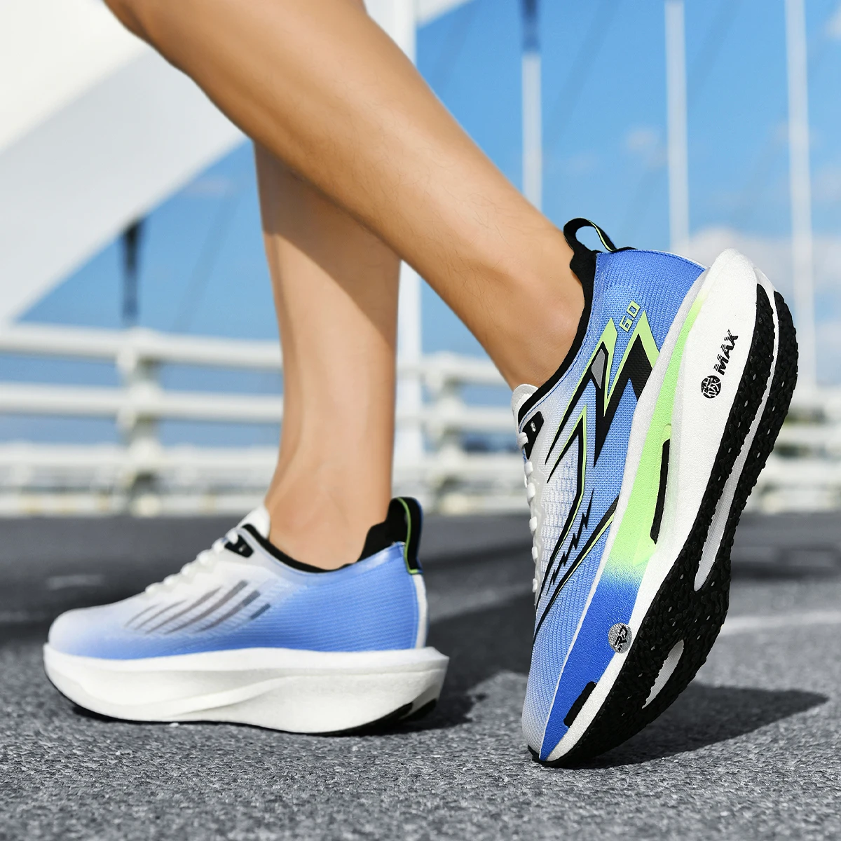 Sepatu Lari Pelat Karbon Profesional untuk Maraton, Ringan, Empuk, Bernapas, Sneakers Olahraga