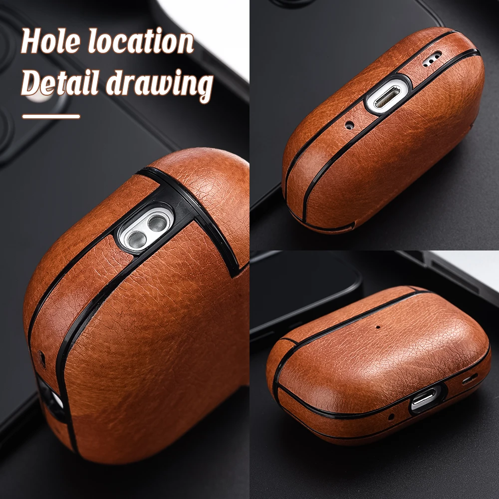 For Airpods Pro 3 Case Leather Business Earphone Case Headset Shell Headphone Cover for Apple AirPod 4 3 Pro 2nd Gen USB C Funda