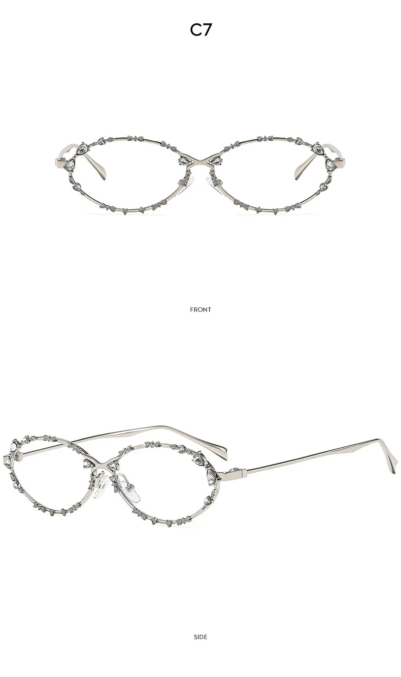 Neue Luxus-Diamant-Sonnenbrille für Damen und Herren, Ovale Strass-Sonnenbrille, Trendige Personalisierte Metallrahmen-Fahrbrille – Detail 20