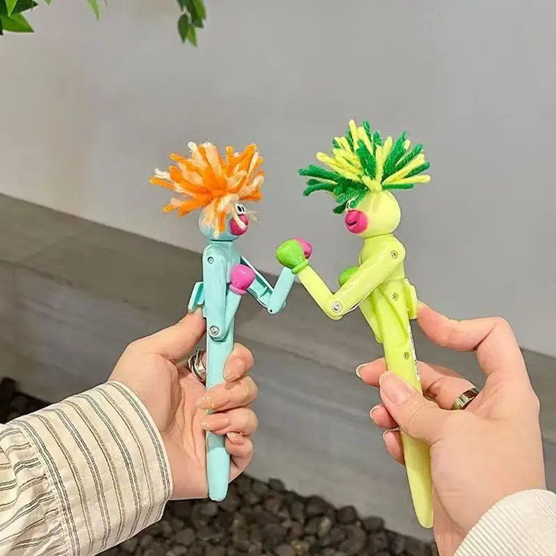 Hot！Cartoon Furry Man Boxing Pen Creative Stress Relief Pen Cartoon Ballpoint Pen Student Gel Pen