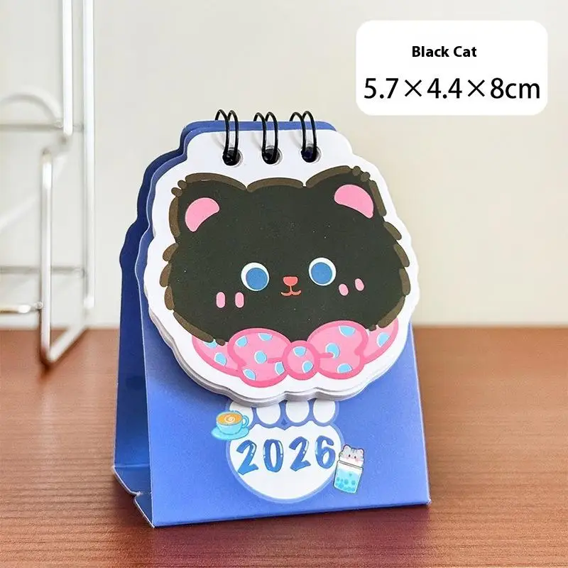 1PC 2026 Mini Simple Cute Cartoon Pattern Small Desk Calendar Pocket Portable Calendar Punch Plan Desktop Decoration