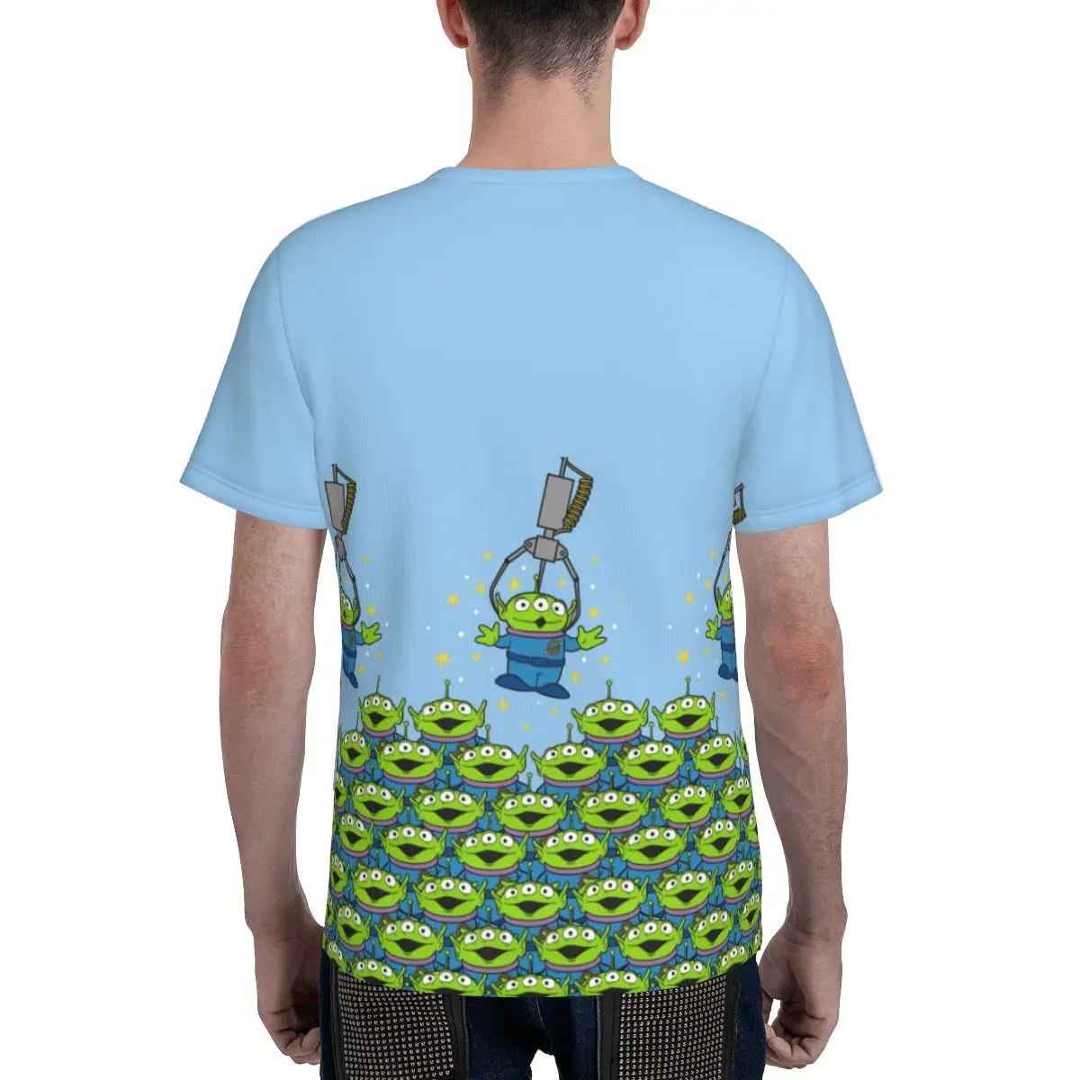 Personality Cartoon Toy Story Aliens T Shirt Men Short Sleeves All-Over Print T-shirt Graphic Tee Graphic Tshirt