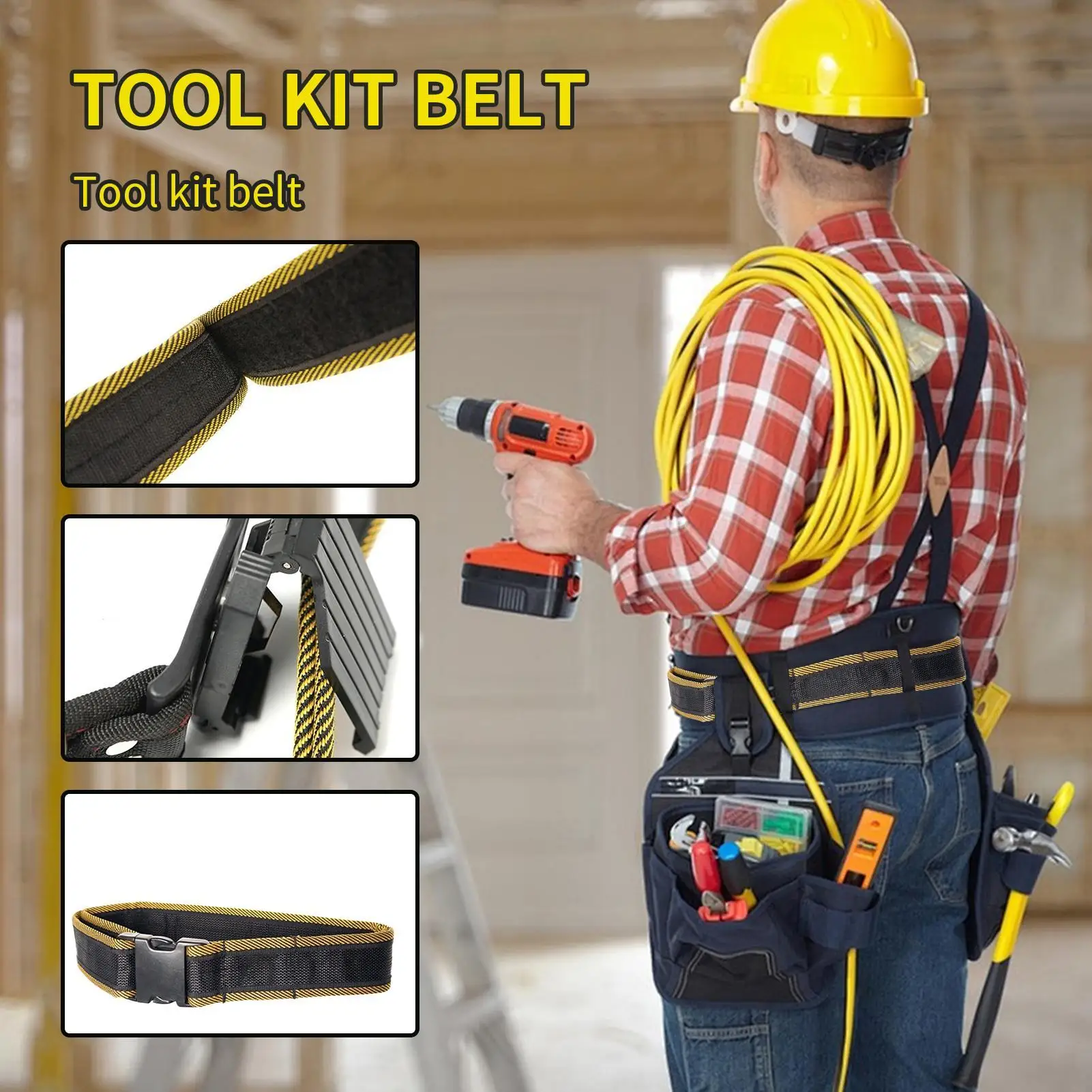 Bolsa de herramientas, cinturón especial de extracción rápida, ensanchado y engrosado, resistente al desgaste y resistente al cinturón para carpinteros (solo cinturón)