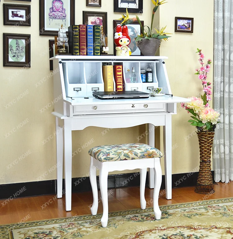 solid wood computer with drawers bedroom home desk multi-function foldable dust-proof