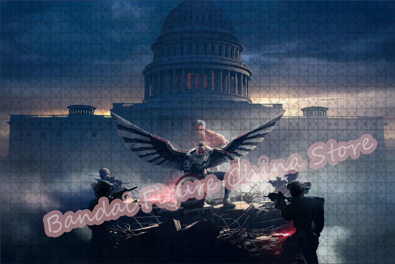 Puzzle imprimé super-héros Captain America, nouveau monde courageux à la maison blanche, films d'automne Disney, bricolage assemblé