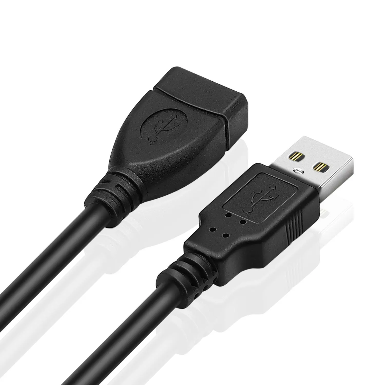 USB 2.0 Extension Cable Black Male to Female High Speed Pure Copper Shielded USB Data Sync Transfer Cord