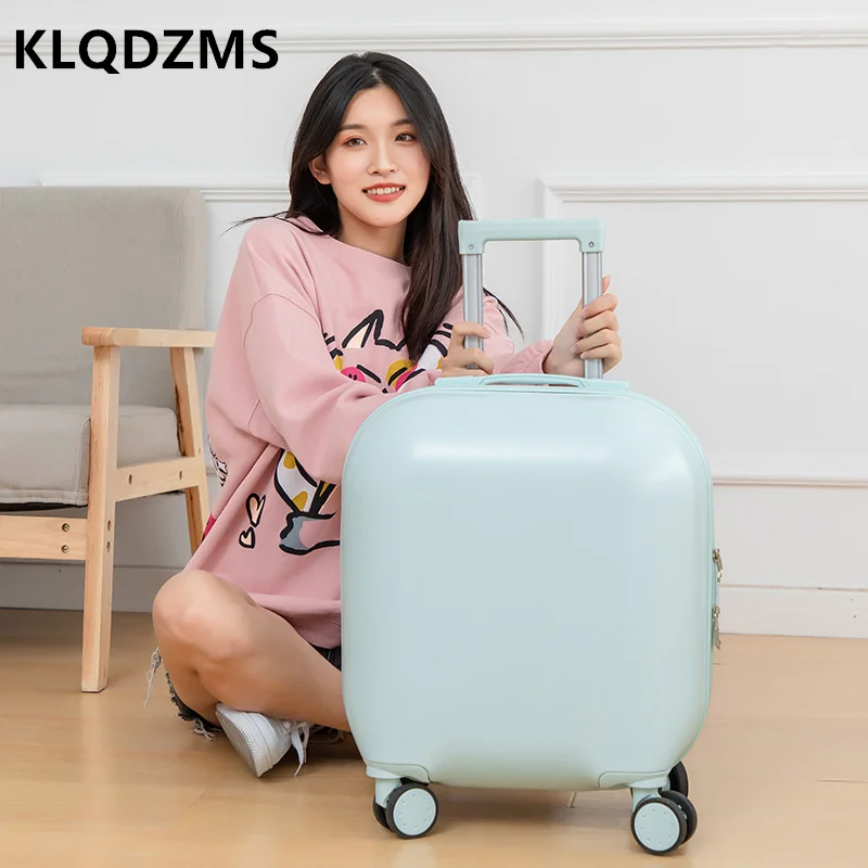 

KLQDZMS Small 18-Inch Rolling Portable Password Suitcase Portable Boarding Student Trolley Case Unisex Round Luggage