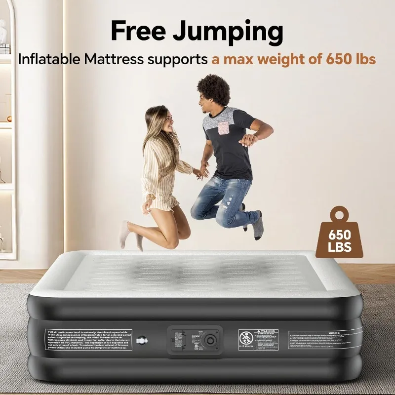 Air Mattress Twin with Built in Pump, Luxury Blow up Mattress, Colchones Inflables in 2 Mins Self-Inflation/Deflation,