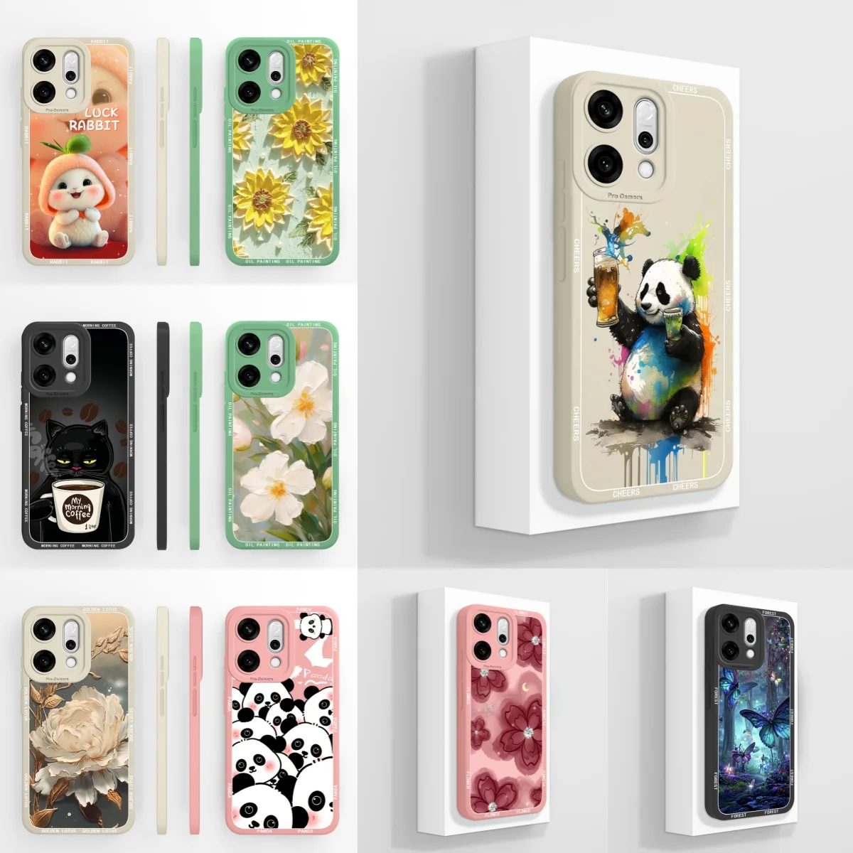 For OPPO Reno14 14Pro 14F Case Pretty Flower Cat Camera Protection Anti-fall Trendy Phone Cover For OPPO Reno 14F reno14pro Capa