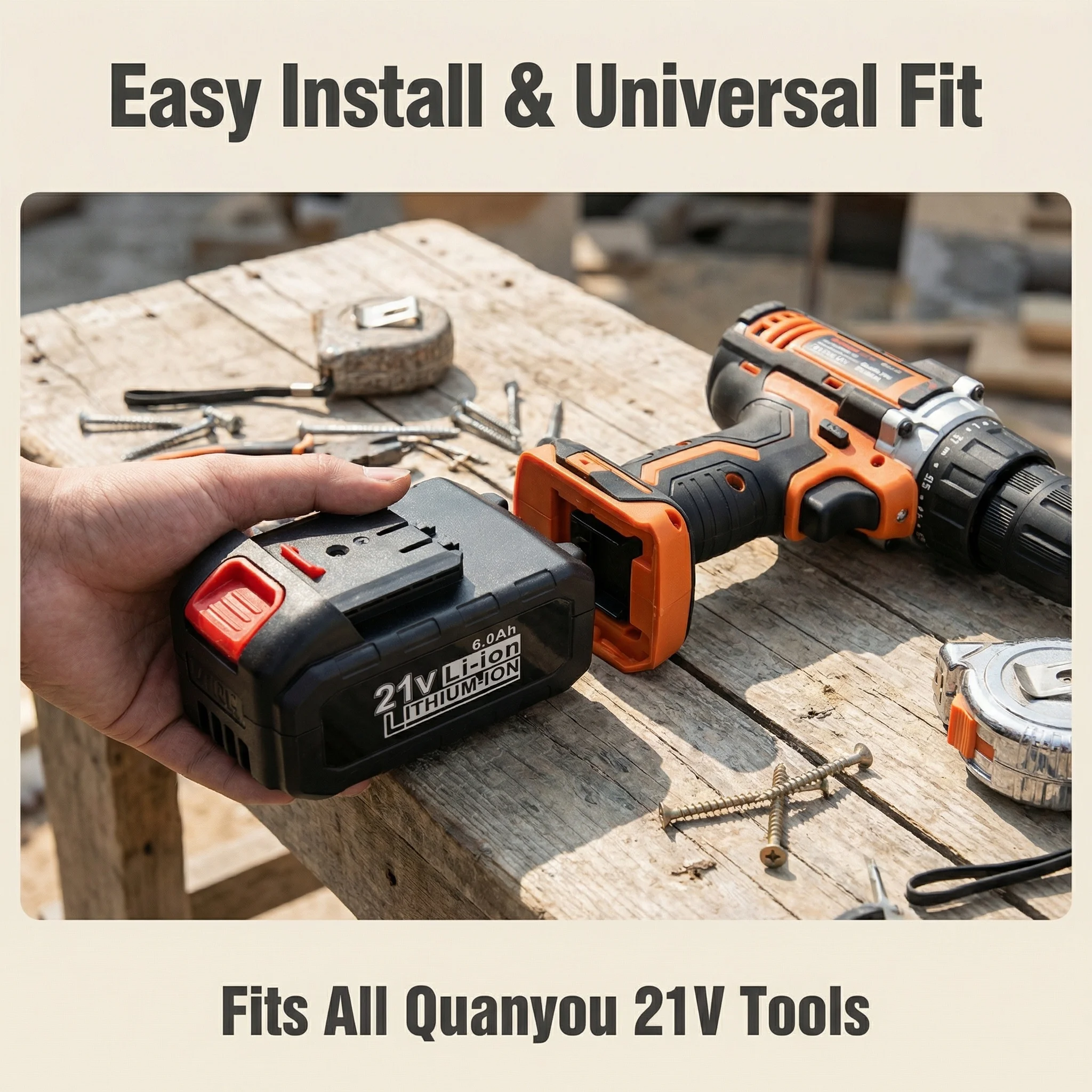

New arrival 21V 3000/6000/9000mAh For Quanyou Lithium-ion Electric Tool Battery Suitable for Cutting machines, Drills, Saws