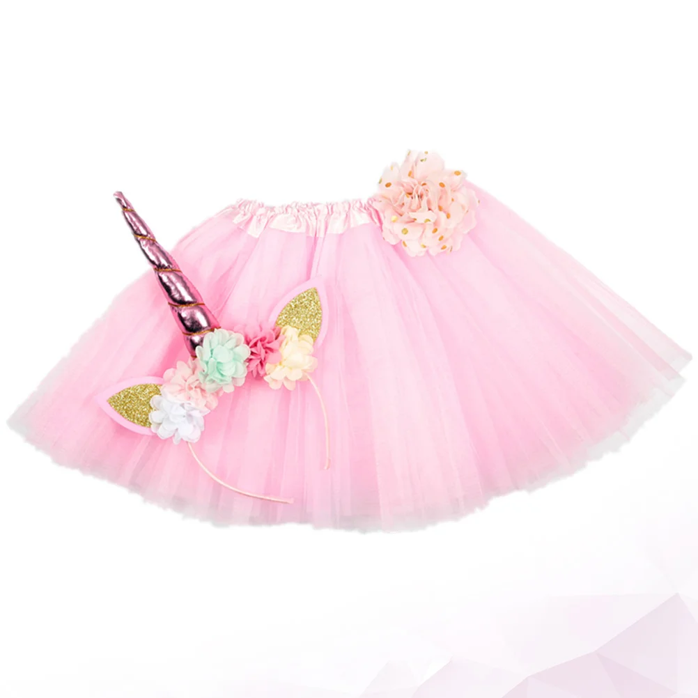 European and American Child Girls Headbands Role Play Outfits Unicorn Headwear Dress